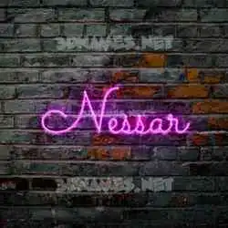 nessar in Pink Neon style - 3D name wallpaper