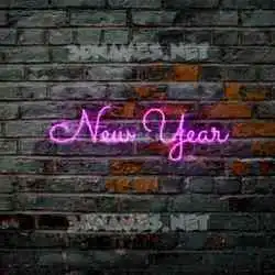 new year in Pink Neon style - 3D name wallpaper