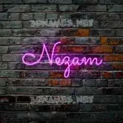 nezam in Pink Neon style - 3D name wallpaper