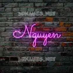 nguyen in Pink Neon style - 3D name wallpaper