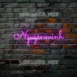nguyenminh in Pink Neon style - 3D name wallpaper