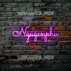 nguyenphu in Pink Neon style - 3D name wallpaper