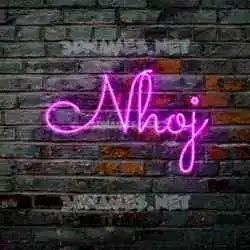 nhoj in Pink Neon style - 3D name wallpaper