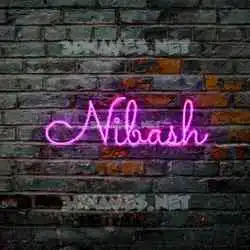 nibash in Pink Neon style - 3D name wallpaper