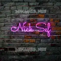 nick sef in Pink Neon style - 3D name wallpaper
