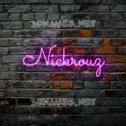 nickrouz in Pink Neon style - 3D name wallpaper