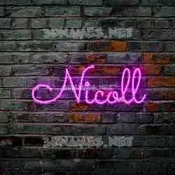 nicoll in Pink Neon style - 3D name wallpaper