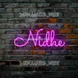 nidhe in Pink Neon style - 3D name wallpaper