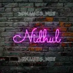 nidhul in Pink Neon style - 3D name wallpaper