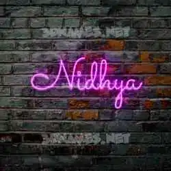 nidhya in Pink Neon style - 3D name wallpaper