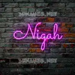 nigah in Pink Neon style - 3D name wallpaper
