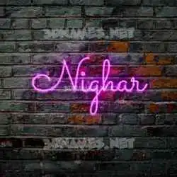 nighar in Pink Neon style - 3D name wallpaper