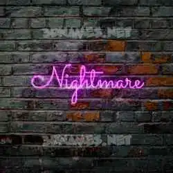 nightmare in Pink Neon style - 3D name wallpaper