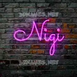 nigi in Pink Neon style - 3D name wallpaper
