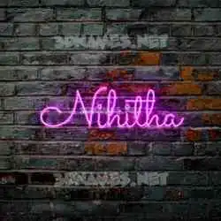 nihitha in Pink Neon style - 3D name wallpaper
