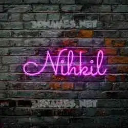 nihkil in Pink Neon style - 3D name wallpaper
