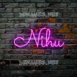 nihu in Pink Neon style - 3D name wallpaper