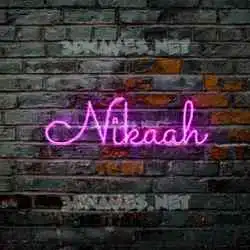 nikaah in Pink Neon style - 3D name wallpaper