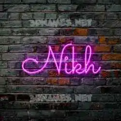 nikh in Pink Neon style - 3D name wallpaper