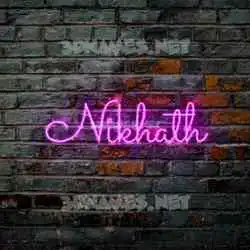 nikhath in Pink Neon style - 3D name wallpaper