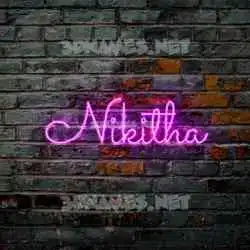 nikitha in Pink Neon style - 3D name wallpaper