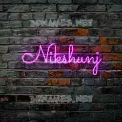 nikshunj in Pink Neon style - 3D name wallpaper