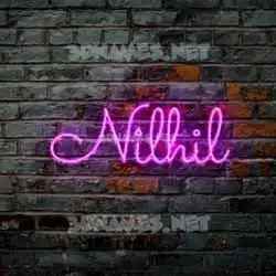 nilhil in Pink Neon style - 3D name wallpaper