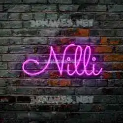 nilli in Pink Neon style - 3D name wallpaper