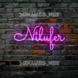 nilufer in Pink Neon style - 3D name wallpaper