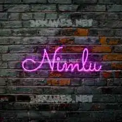 nimlu in Pink Neon style - 3D name wallpaper