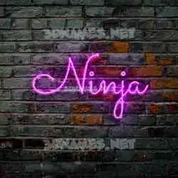 ninja in Pink Neon style - 3D name wallpaper
