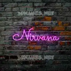nirvana in Pink Neon style - 3D name wallpaper