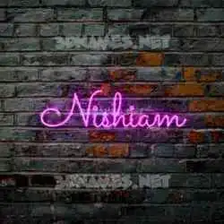 nishiam in Pink Neon style - 3D name wallpaper