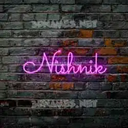 nishnik in Pink Neon style - 3D name wallpaper