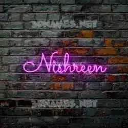 nishreen in Pink Neon style - 3D name wallpaper
