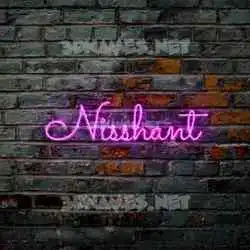 nisshant in Pink Neon style - 3D name wallpaper