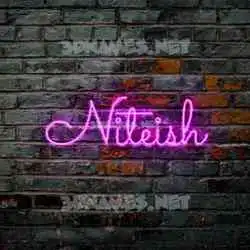 niteish in Pink Neon style - 3D name wallpaper