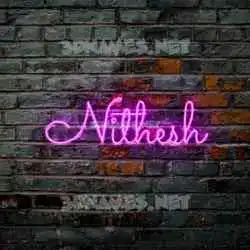nithesh in Pink Neon style - 3D name wallpaper