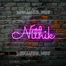 nithik in Pink Neon style - 3D name wallpaper
