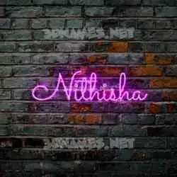 nithisha in Pink Neon style - 3D name wallpaper