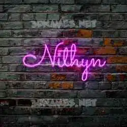 nithyn in Pink Neon style - 3D name wallpaper