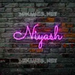 niyash in Pink Neon style - 3D name wallpaper
