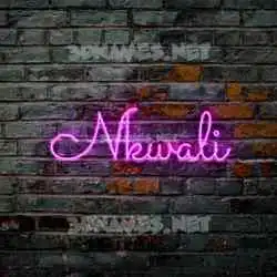 nkwali in Pink Neon style - 3D name wallpaper