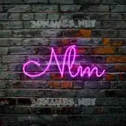 nlm in Pink Neon style - 3D name wallpaper