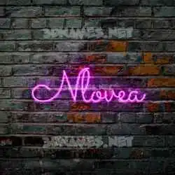 nlovea in Pink Neon style - 3D name wallpaper