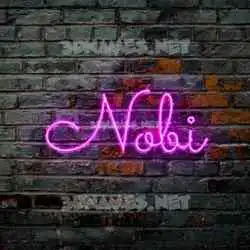 nobi in Pink Neon style - 3D name wallpaper