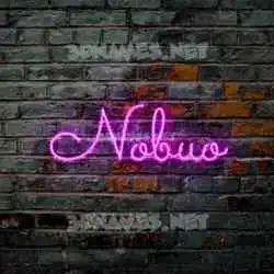 nobuo in Pink Neon style - 3D name wallpaper