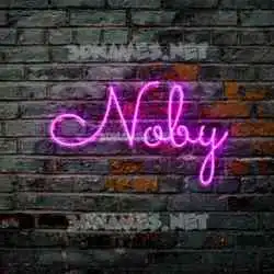noby in Pink Neon style - 3D name wallpaper