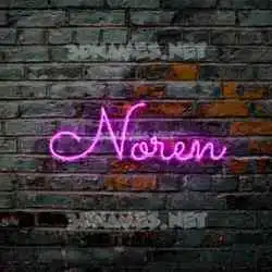 noren in Pink Neon style - 3D name wallpaper
