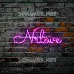 nrlove in Pink Neon style - 3D name wallpaper